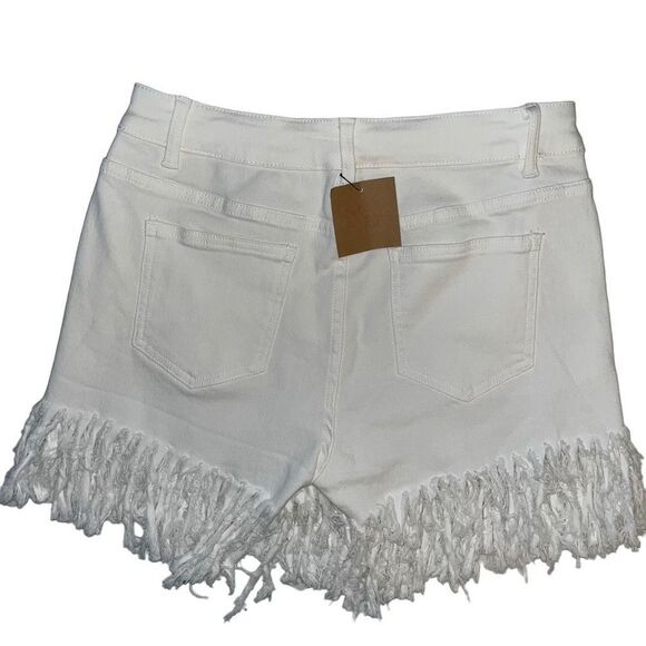Sequined frayed white shorts NWT 10 - Picture 2 of 6